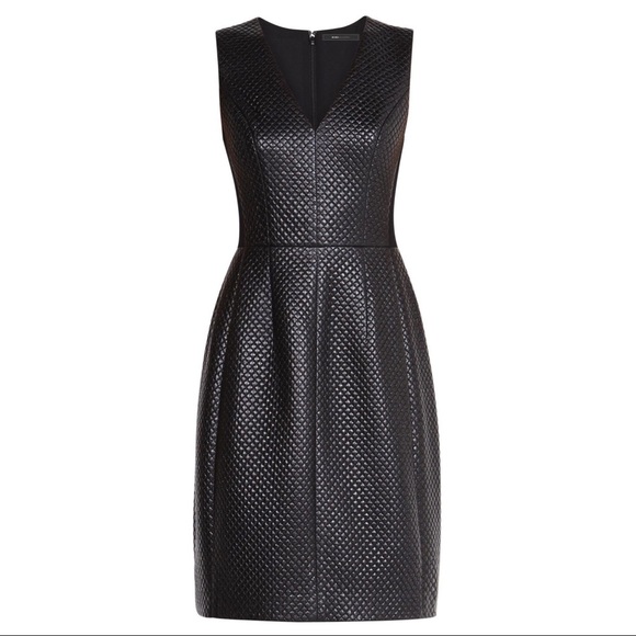 NEW FAUX LEATHER BLACK QUILTED DRESS A-LINE SEXY - Picture 2 of 4